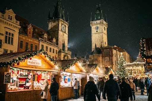 Christmas market in a historic European square